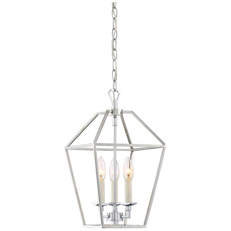 Image 2 Quoizel Aviary 9 1/2 inchW Nickel 3-Light Steel Cage Chandelier