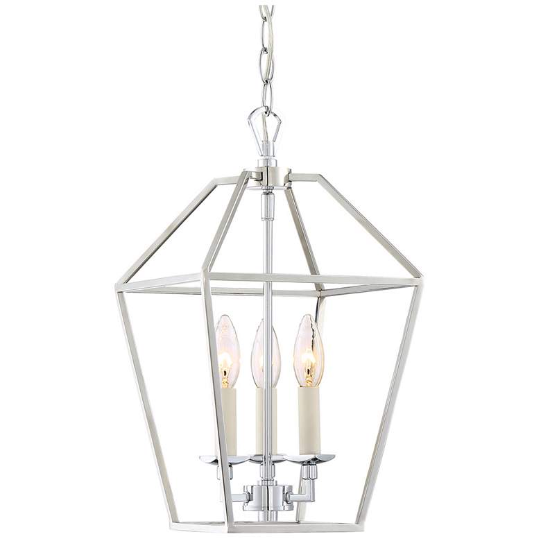 Image 2 Quoizel Aviary 9 1/2"W Nickel 3-Light Steel Cage Chandelier