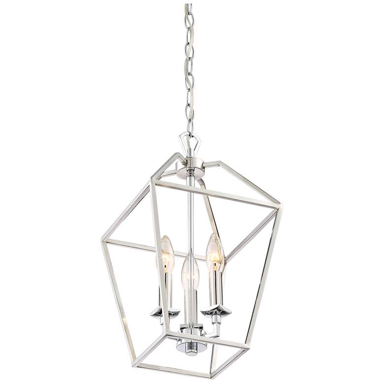 Image 5 Quoizel Aviary 9 1/2 inchW Nickel 3-Light Steel Cage Chandelier more views