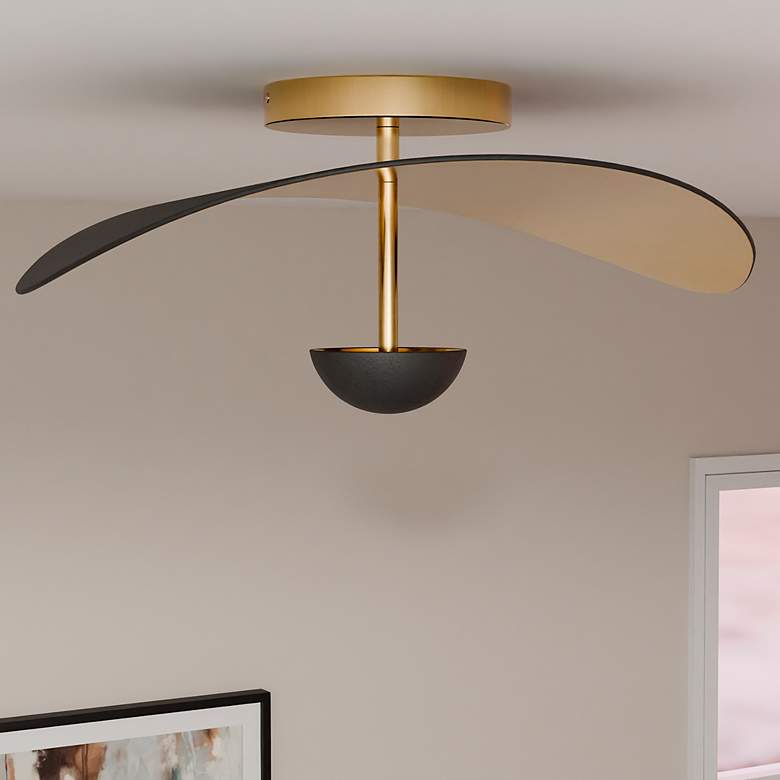 Image 1 Quoizel Azure 18 1/2" Wide Black and Gold LED Ceiling Light