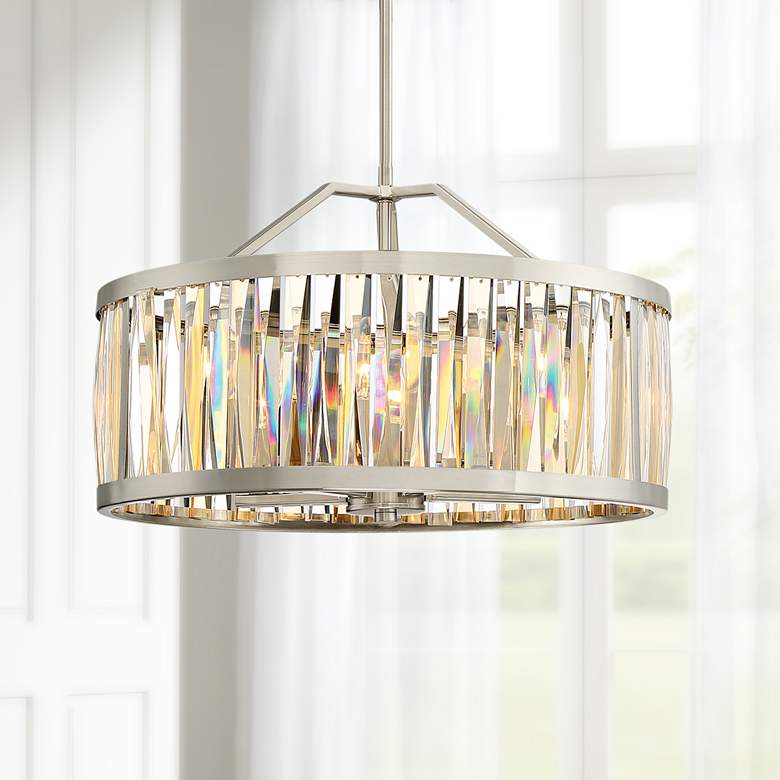 Image 1 Quoizel Ballet 20 1/2" W Brushed Nickel Drum Pendant Light