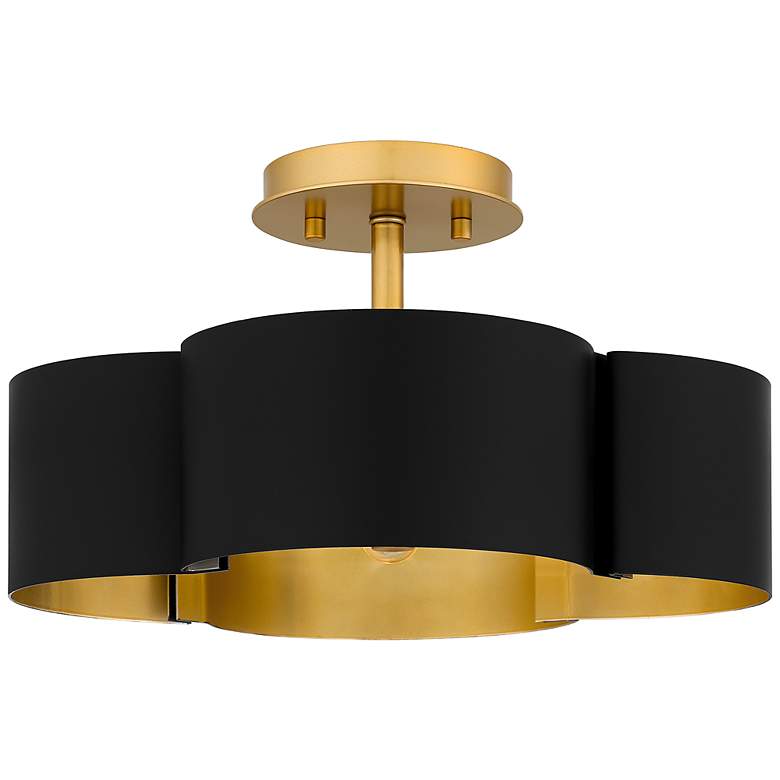 Image 3 Quoizel Balsam 14 inch Wide Matte Black and Gold Luxe Modern Ceiling Light