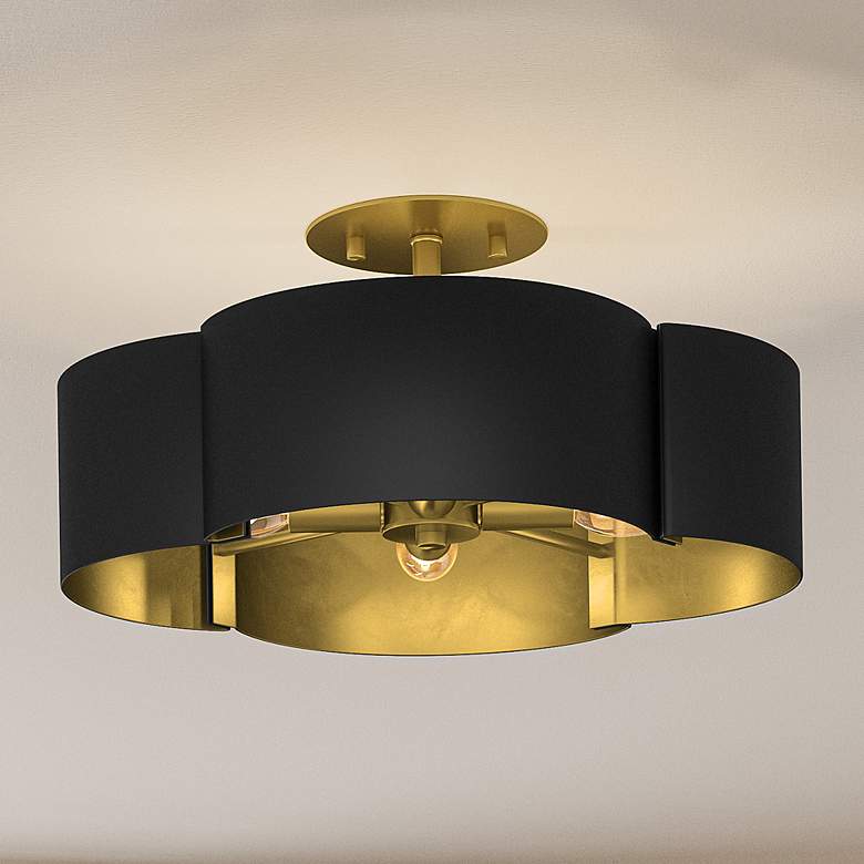 Image 2 Quoizel Balsam 14 inch Wide Matte Black and Gold Luxe Modern Ceiling Light