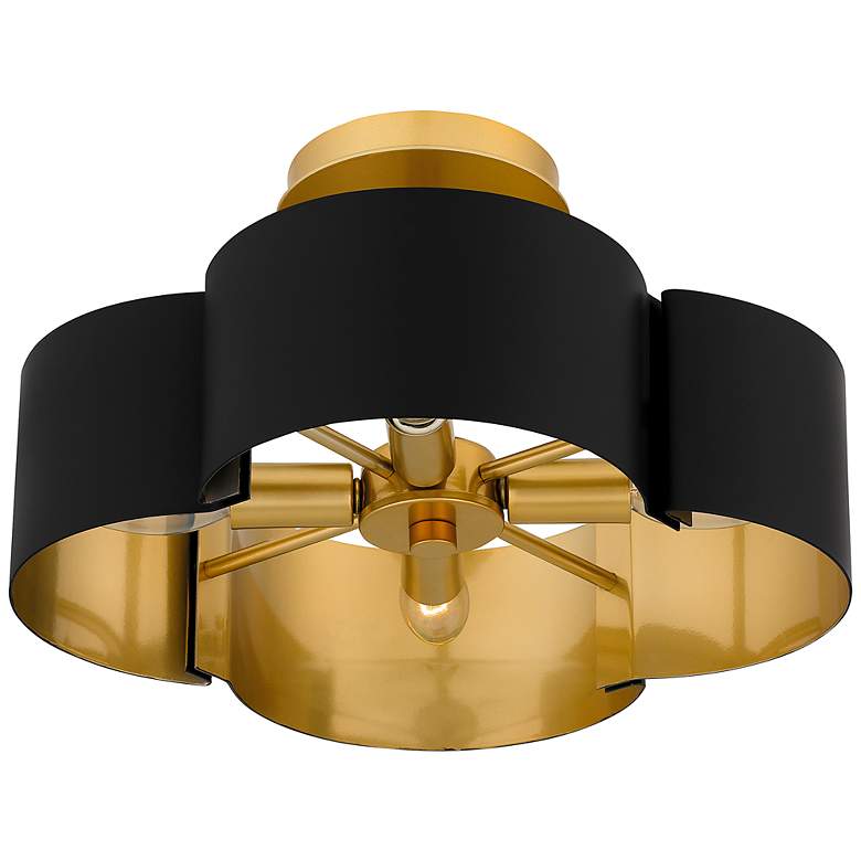Image 5 Quoizel Balsam 14 inch Wide Matte Black and Gold Luxe Modern Ceiling Light more views