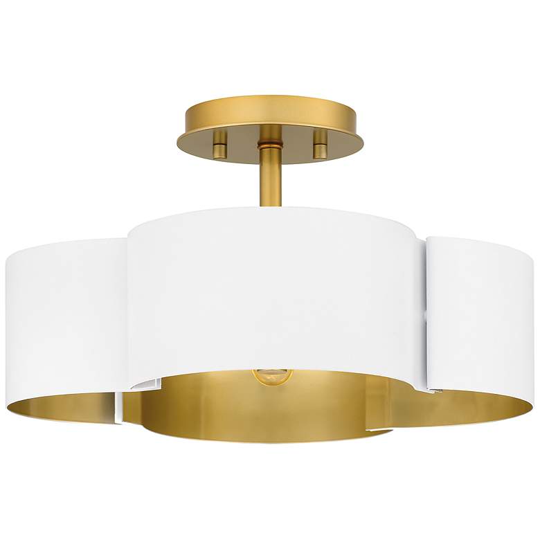 Image 3 Quoizel Balsam 14 inch Wide Matte White and Gold Luxe Modern Ceiling Light