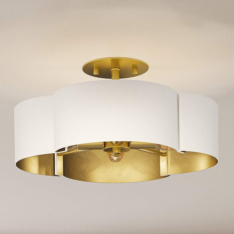 Image 2 Quoizel Balsam 14" Wide Matte White and Gold Luxe Modern Ceiling Light