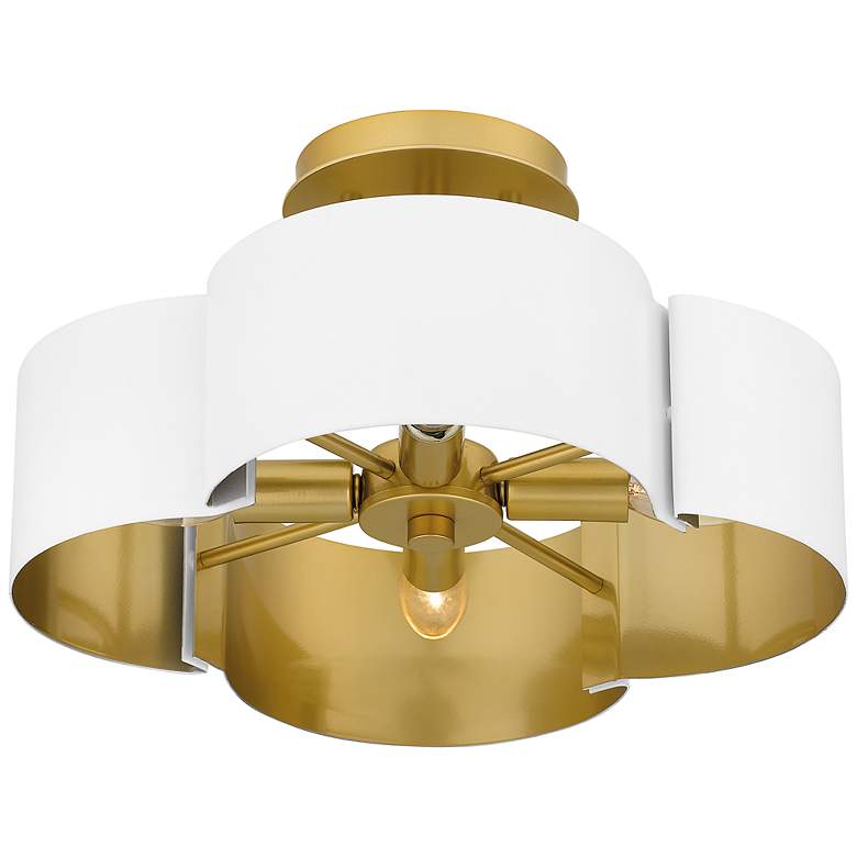 Image 6 Quoizel Balsam 14 inch Wide Matte White and Gold Luxe Modern Ceiling Light more views