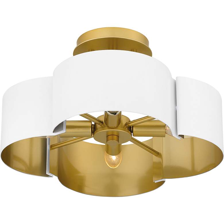 Image 6 Quoizel Balsam 14 inch Wide Matte White and Gold Luxe Modern Ceiling Light more views