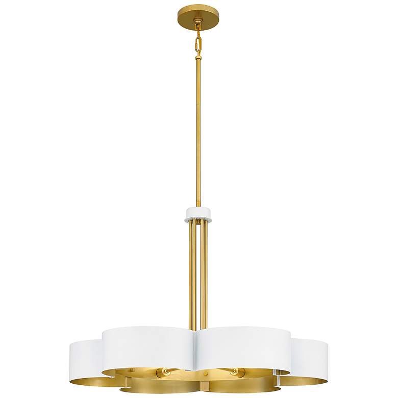 Image 3 Quoizel Balsam 28" Wide 6-Light White Lustre Shade Gold Chandelier