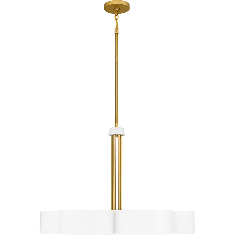 Image 5 Quoizel Balsam 28" Wide 6-Light White Lustre Shade Gold Chandelier more views