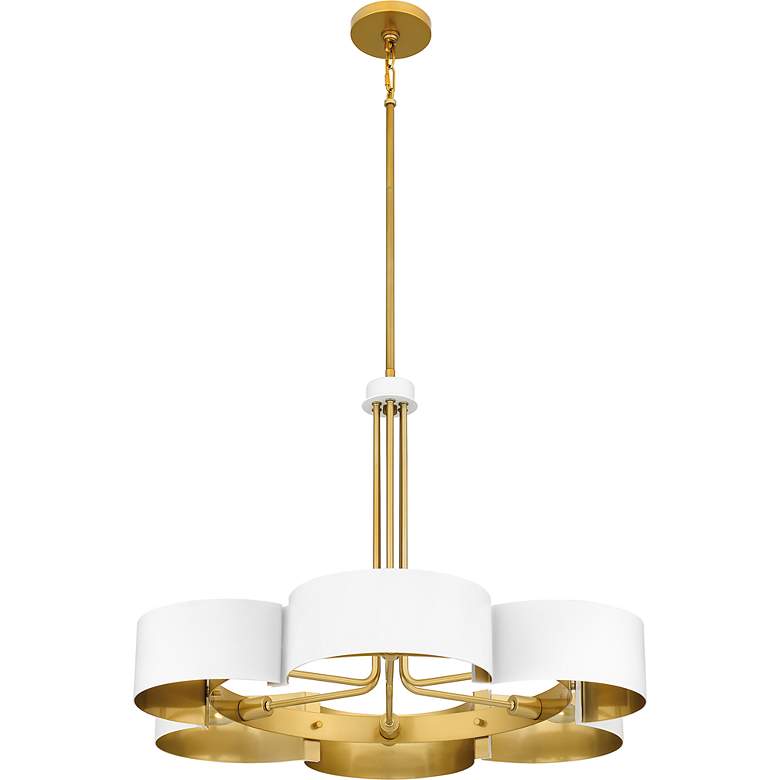 Image 6 Quoizel Balsam 28" Wide 6-Light White Lustre Shade Gold Chandelier more views