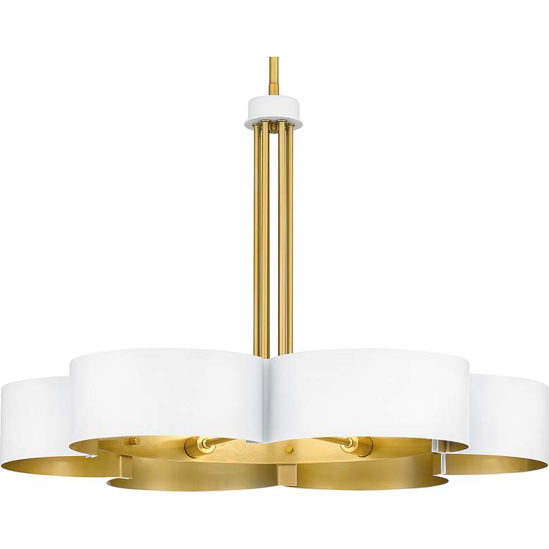 Image 7 Quoizel Balsam 28" Wide 6-Light White Lustre Shade Gold Chandelier more views