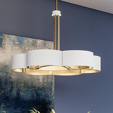 Quoizel Balsam 28" Wide 6-Light White Lustre Shade Gold Chandelier