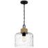 Quoizel Baltic 12" Wide Matte Black Clear Glass and Rope Mini Pendant