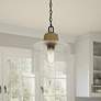 1_Quoizel Baltic 12" Wide Matte Black Clear Glass and Rope Mini Pendant