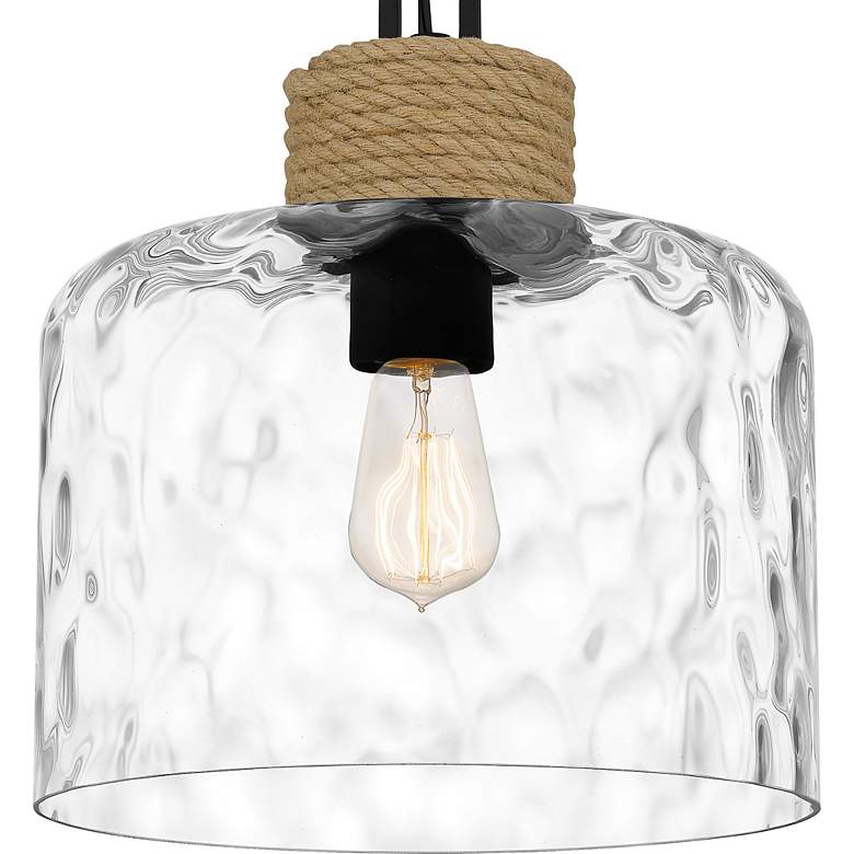 Image 5 Quoizel Baltic 12" Wide Matte Black Clear Glass and Rope Mini Pendant more views