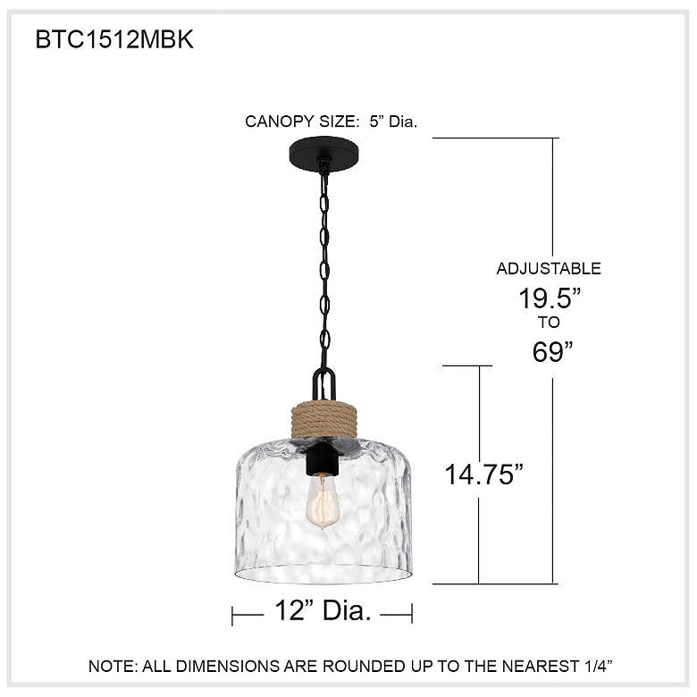 Image 7 Quoizel Baltic 12" Wide Matte Black Clear Glass and Rope Mini Pendant more views
