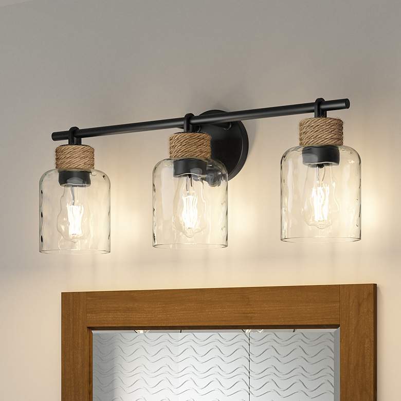 Image 2 Quoizel Baltic 24" Wide Matte Black 3-Light Vanity Bath Light