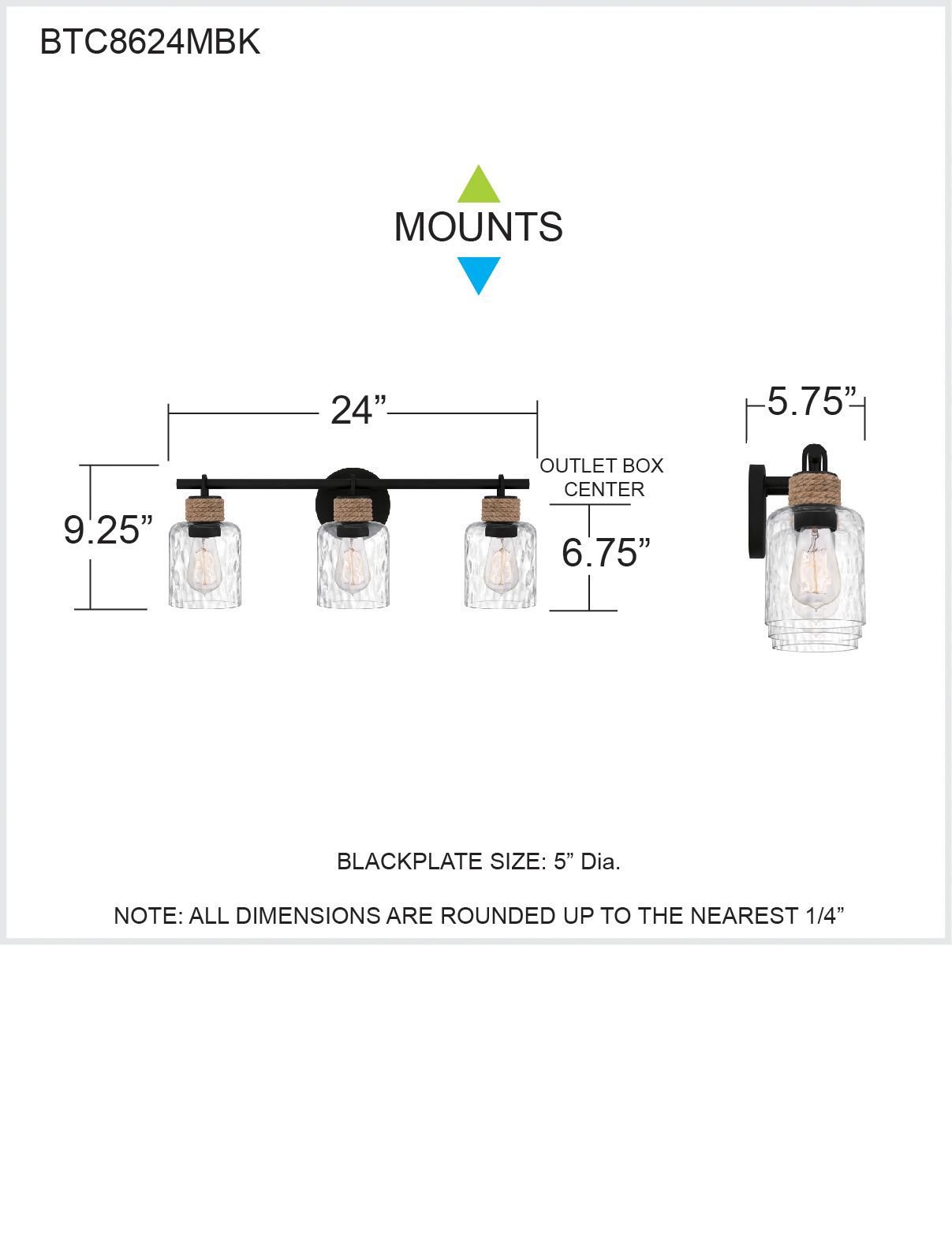 Quoizel Baltic 24" Wide Matte Black 3-Light Vanity Bath Light in scene