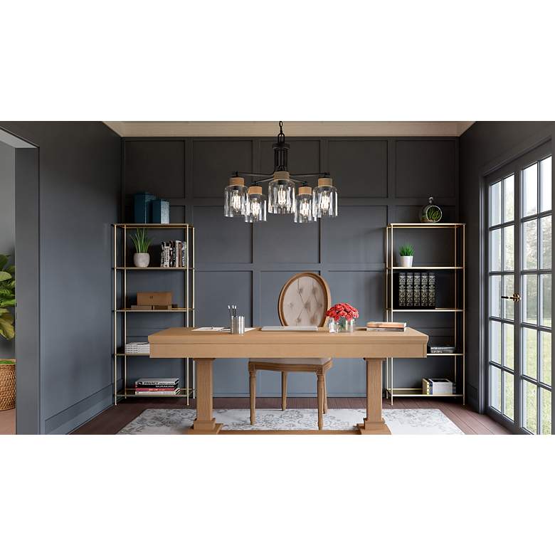 Image 4 Quoizel Baltic 25 1/2" Matte Black Glass and Rope 5-Light Chandelier more views