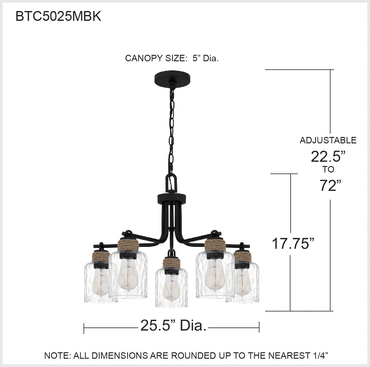 Quoizel Baltic 25 1/2" Matte Black Glass and Rope 5-Light Chandelier in scene