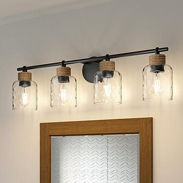 Quoizel Baltic 33 3/4" Wide Matte Black 4-Light Vanity Bath Light