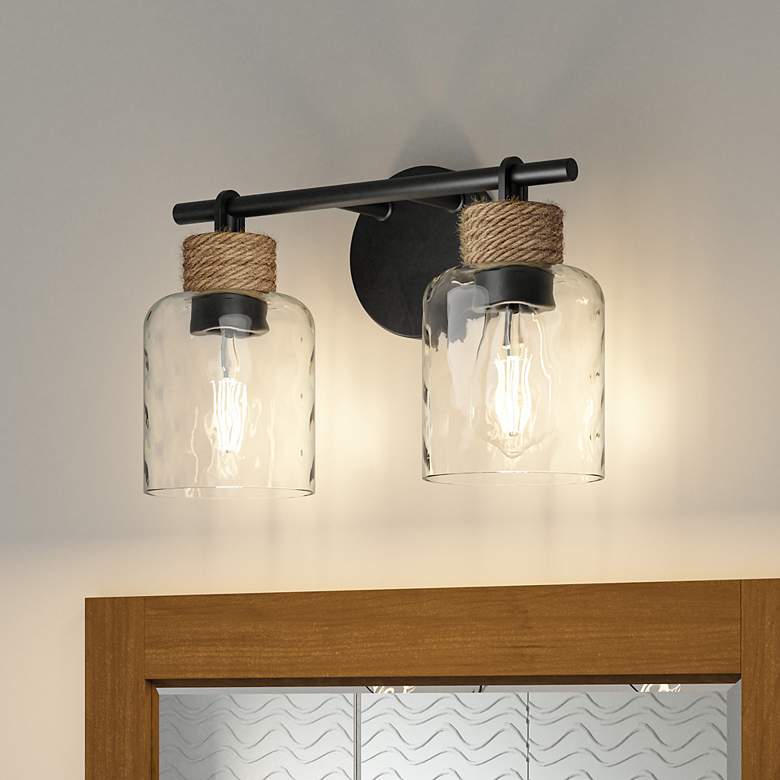 Image 2 Quoizel Baltic 9 1/4" High Matte Black 2-Light Wall Sconce