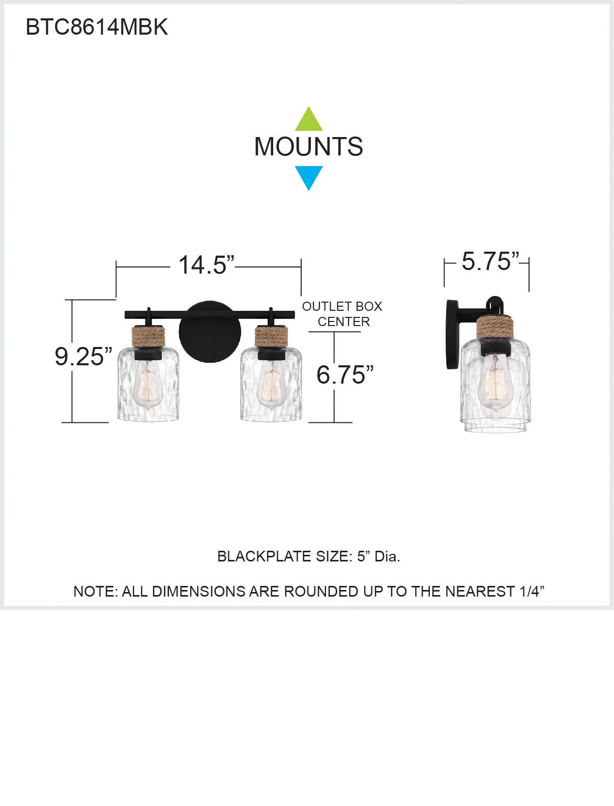 Quoizel Baltic 9 1/4" High Matte Black 2-Light Wall Sconce in scene