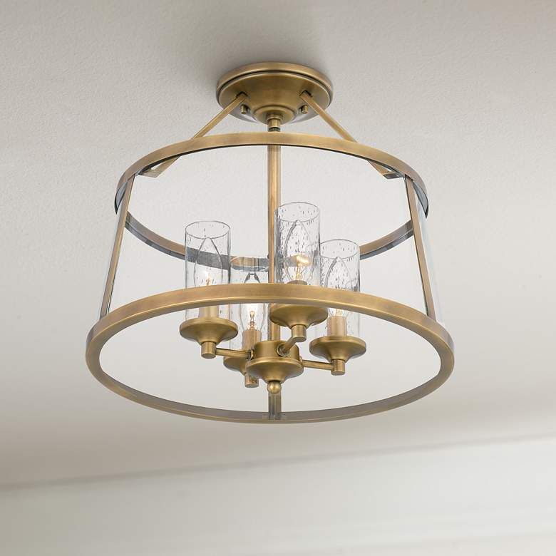 Image 1 Quoizel Barlow 16"W Weathered Brass 4-Light Ceiling Light