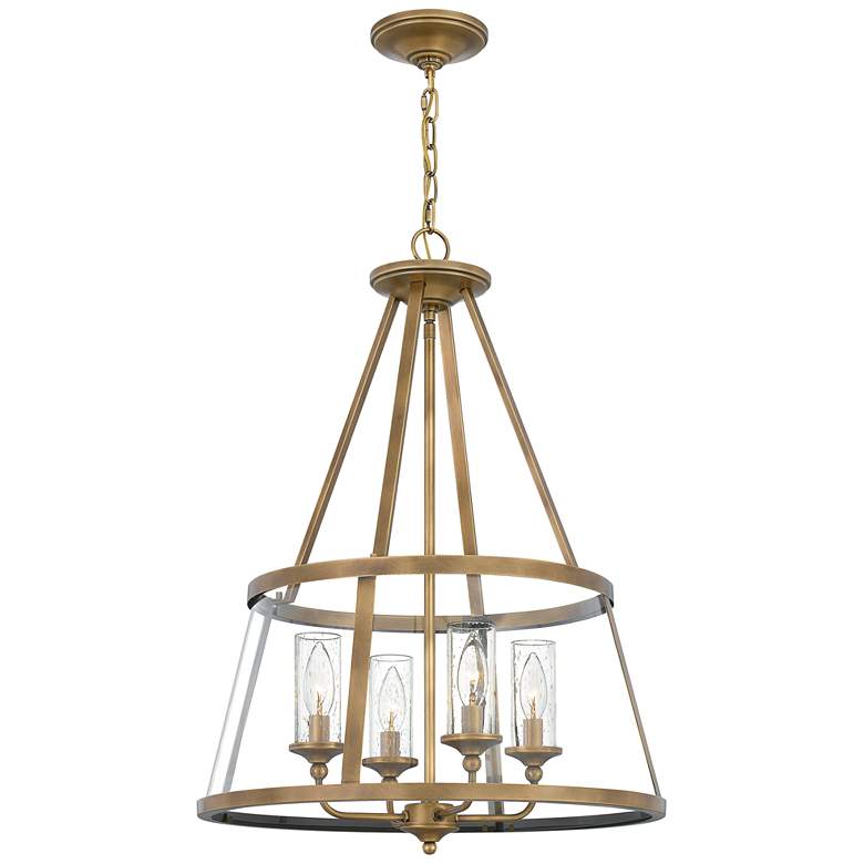 Image 2 Quoizel Barlow 20" Wide Weathered Brass and Glass 4-Light Pendant