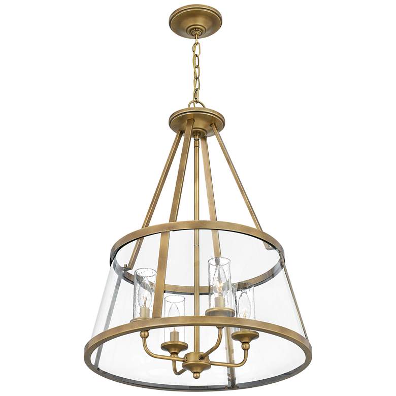 Image 5 Quoizel Barlow 20 inch Wide Weathered Brass and Glass 4-Light Pendant more views