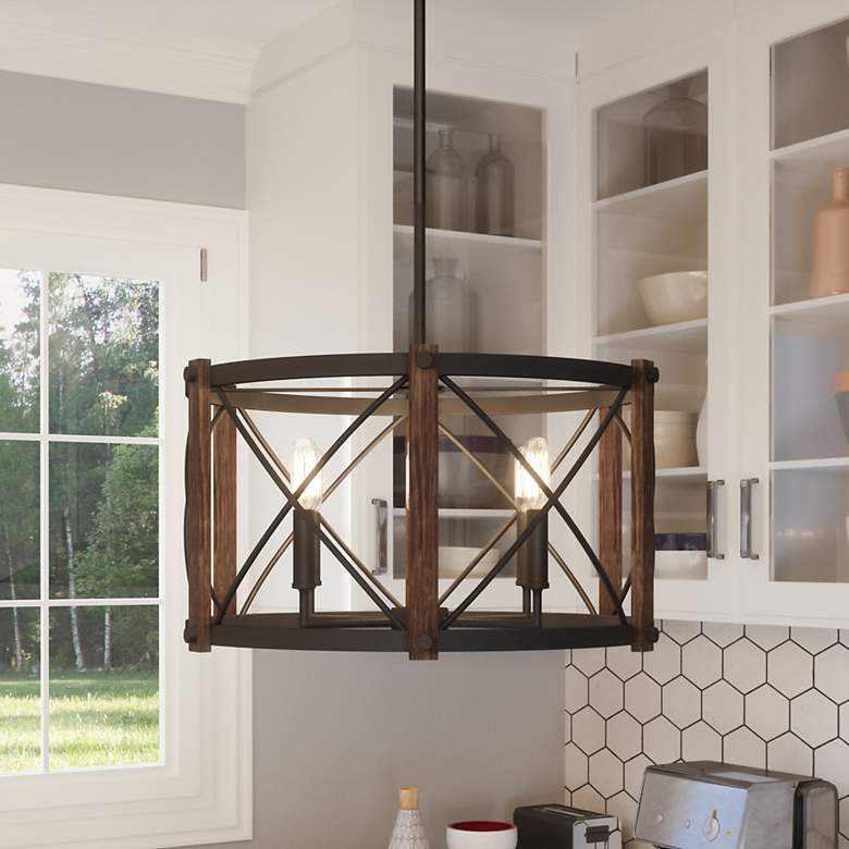 Image 1 Quoizel Baron 20" Wide Marcado Black 6-Light Drum Pendant