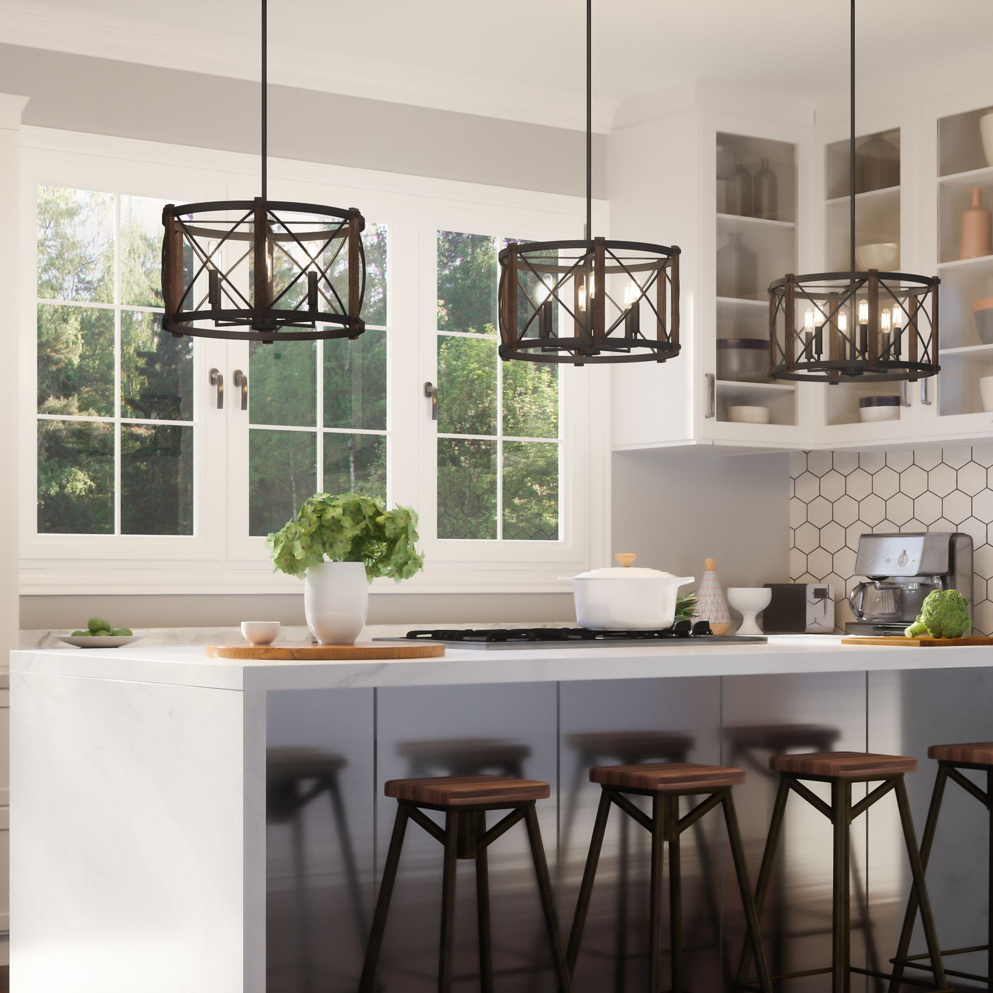 Image 3 Quoizel Baron 20" Wide Marcado Black 6-Light Drum Pendant more views