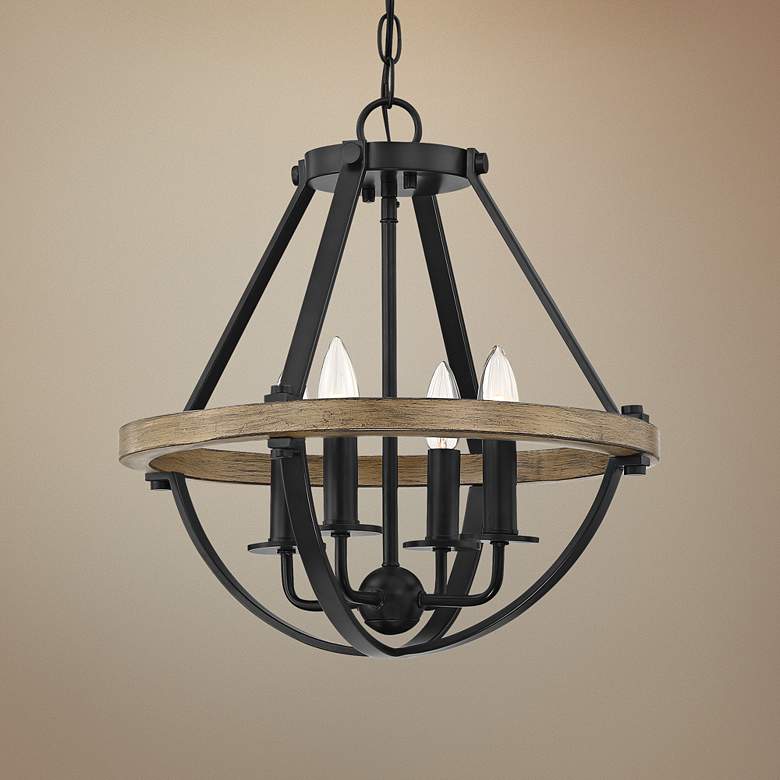Image 1 Quoizel Bartlett 16" Wide Earth Black 4-Light Ceiling Light