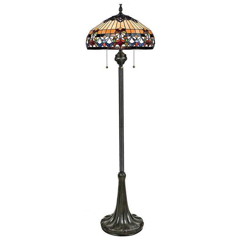 Image 2 Quoizel Belle Fleur 62 inch Pull Chain Tiffany-Style Floor Lamp