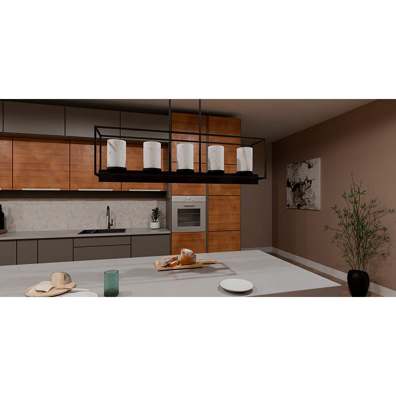 Image 7 Quoizel Bentley 42" Wide Matte Black 5-Light Island Pendant more views