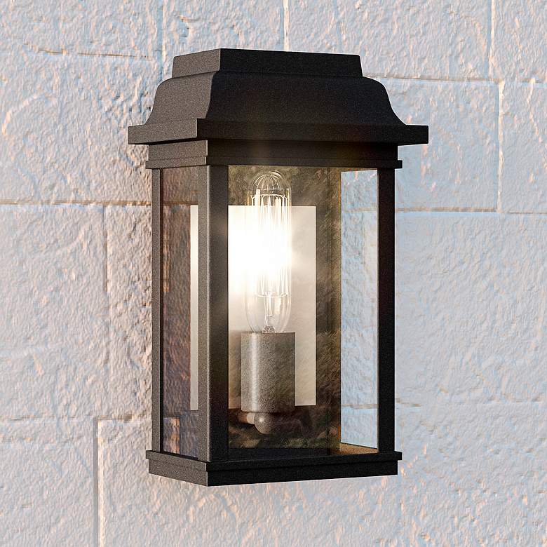 Image 1 Quoizel Berkley 11 1/2 inch High Mottled Black Outdoor Wall Light