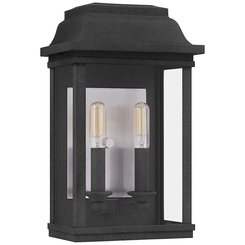 Image 3 Quoizel Berkley 14 1/4" High Mottled Black 2-Light Outdoor Wall Light
