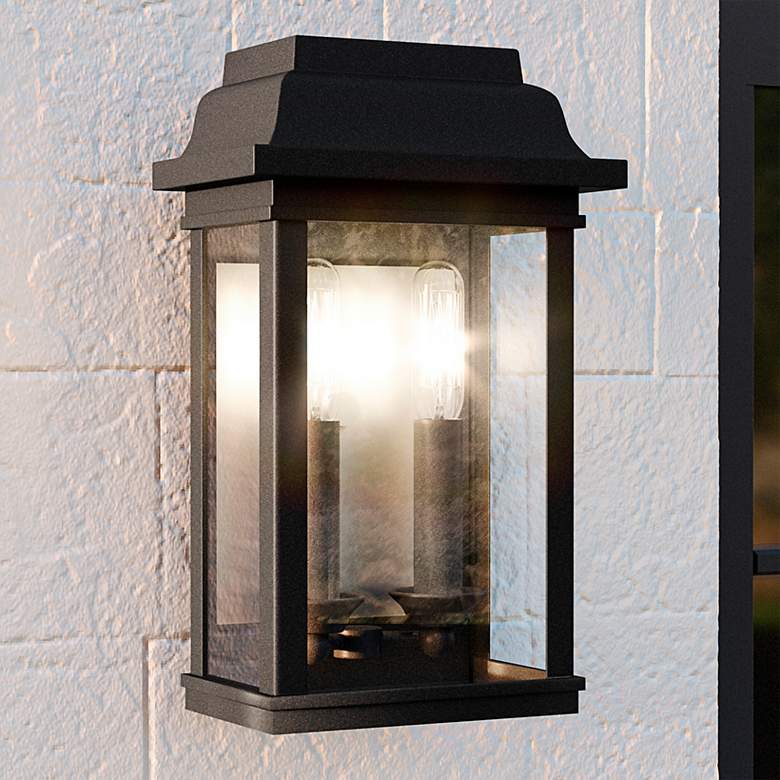 Image 2 Quoizel Berkley 14 1/4" High Mottled Black 2-Light Outdoor Wall Light