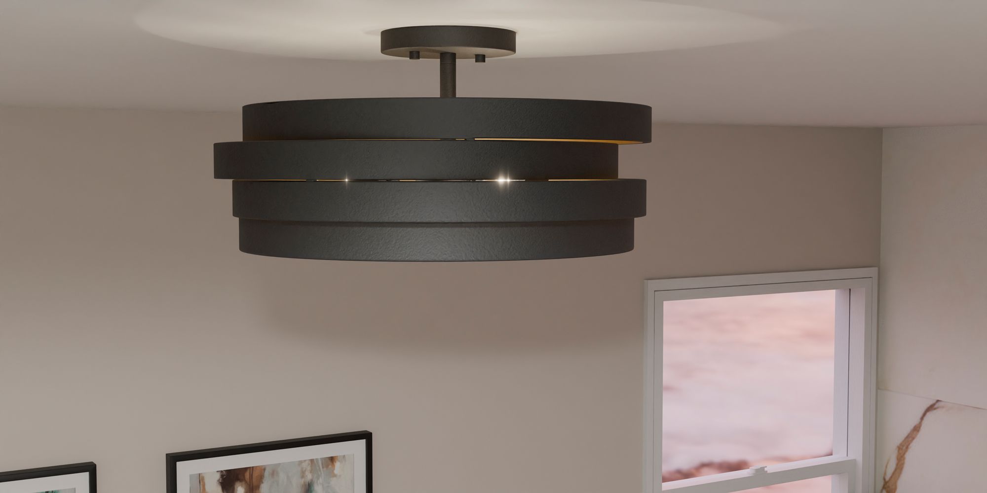 Quoizel Berner 16" Wide Matte Black Ceiling Light