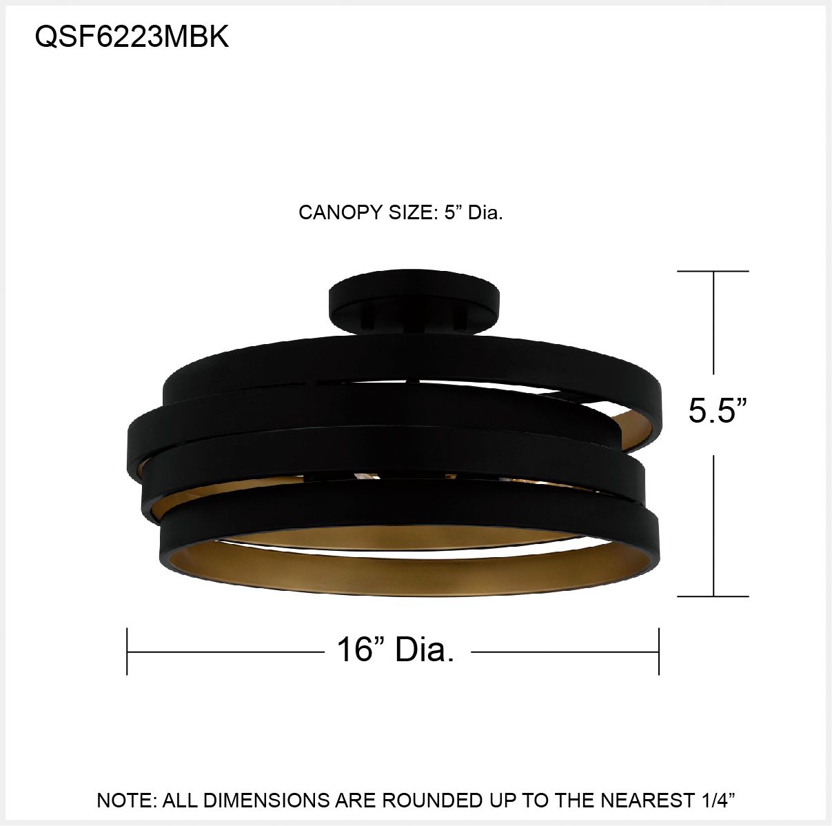 Quoizel Berner 16" Wide Matte Black Ceiling Light