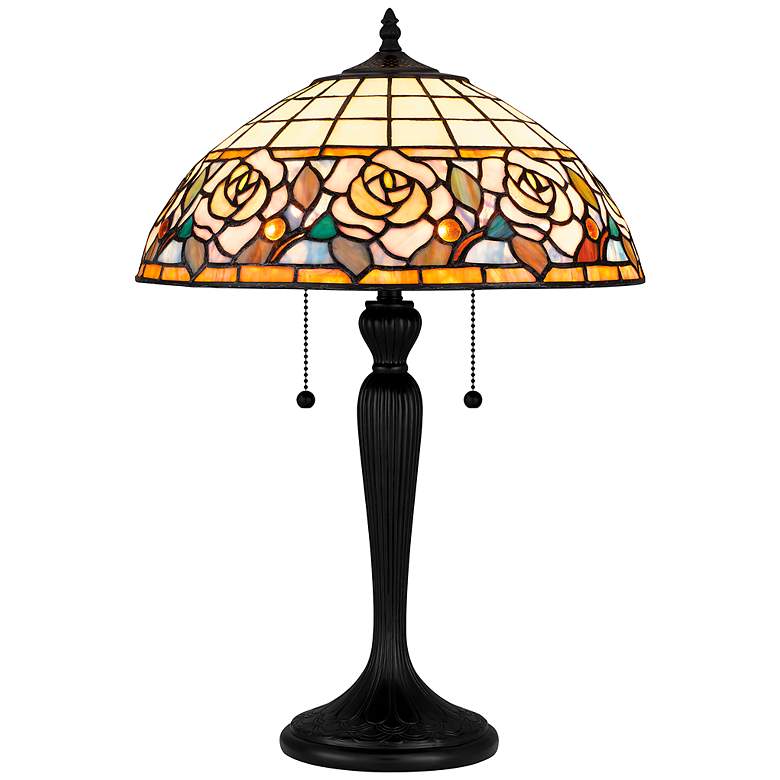 Image 2 Quoizel Betty 24" High 2-Light Matte Black Floral Art Glass Table Lamp