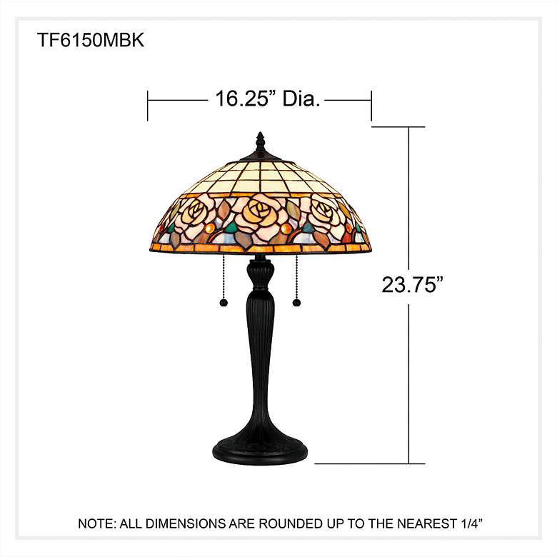 Image 7 Quoizel Betty 24" High 2-Light Matte Black Floral Art Glass Table Lamp more views