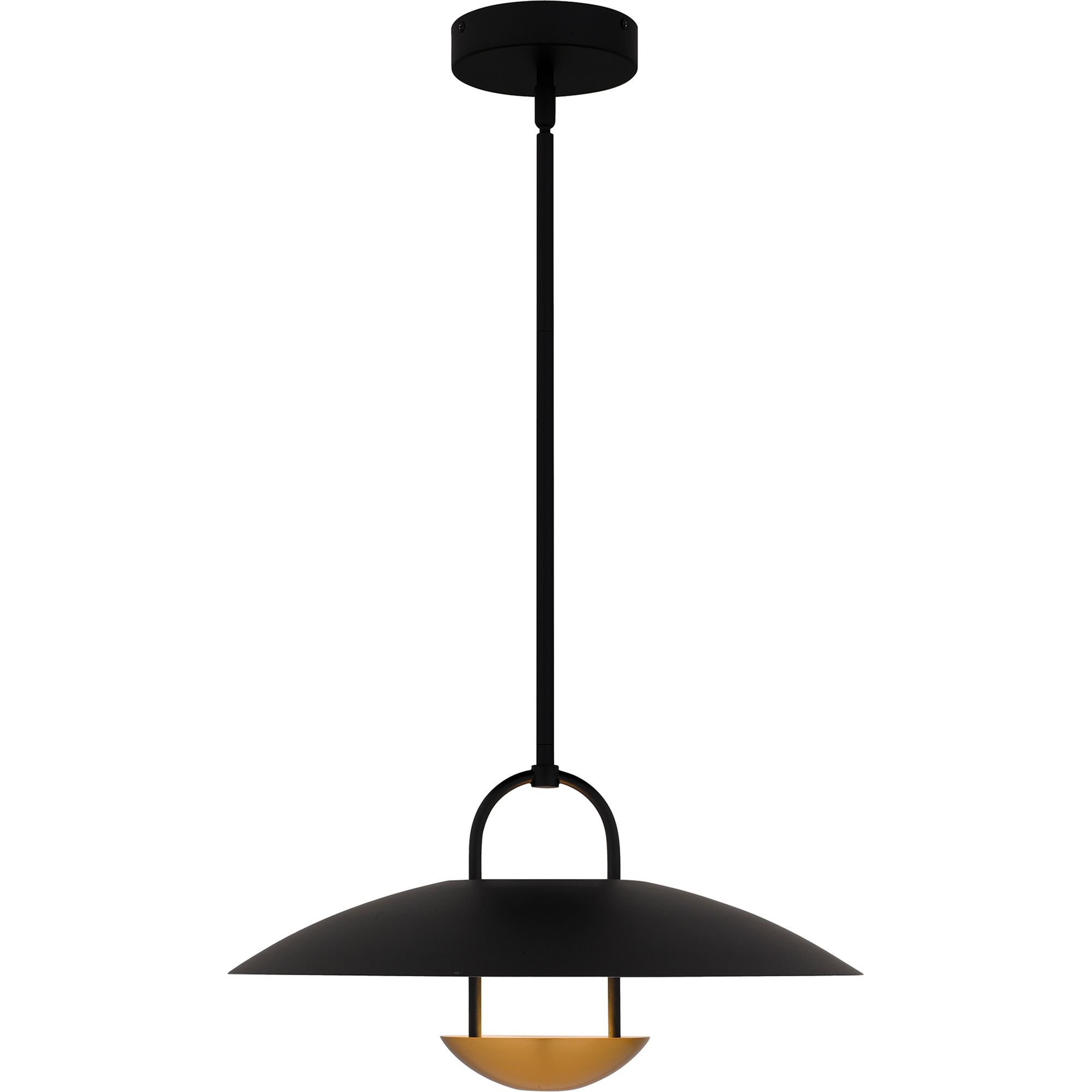 Image 3 Quoizel Bingham 18"W Matte Black and Gold LED Pendant Light more views
