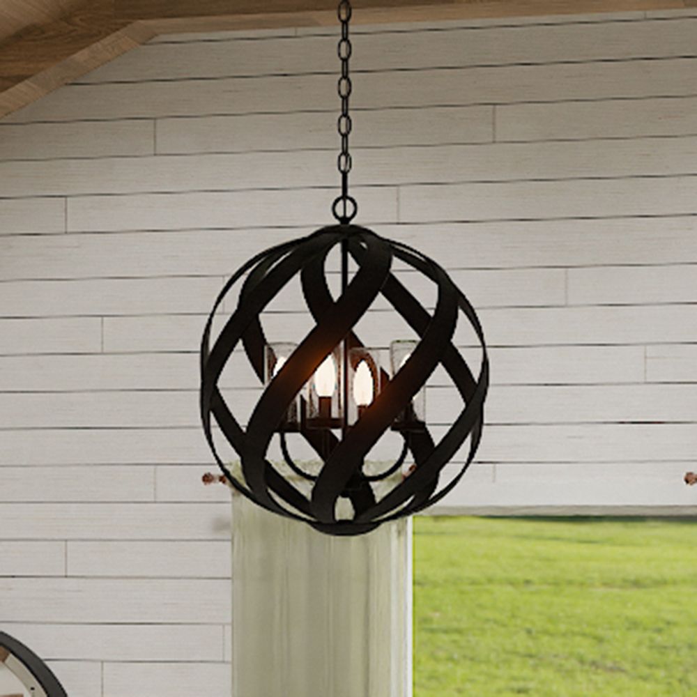 Quoizel Blacksmith 19 1/2" Wide Earth Black 4-Light Pendant