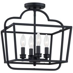 Quoizel Blanche 14" Wide Matte Black 4-Light Ceiling Light