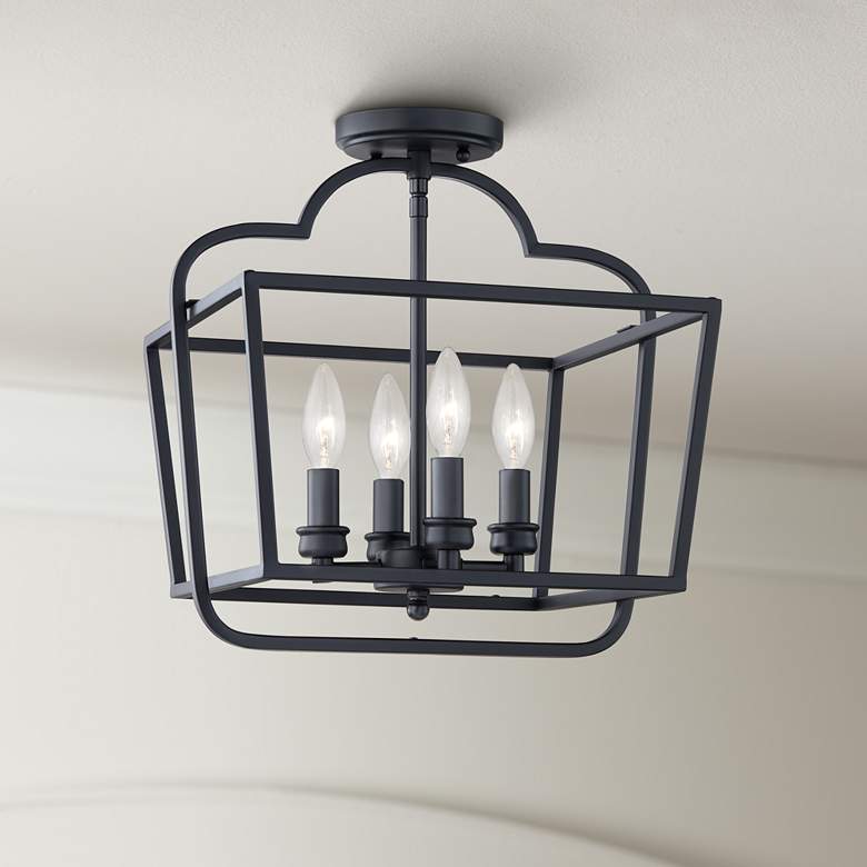 Image 1 Quoizel Blanche 14" Wide Matte Black 4-Light Ceiling Light
