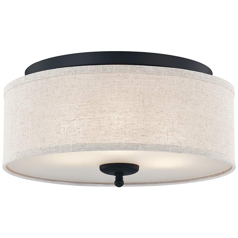 Image 3 Quoizel Blanche 16 inch Wide Matte Black Drum Ceiling Light more views