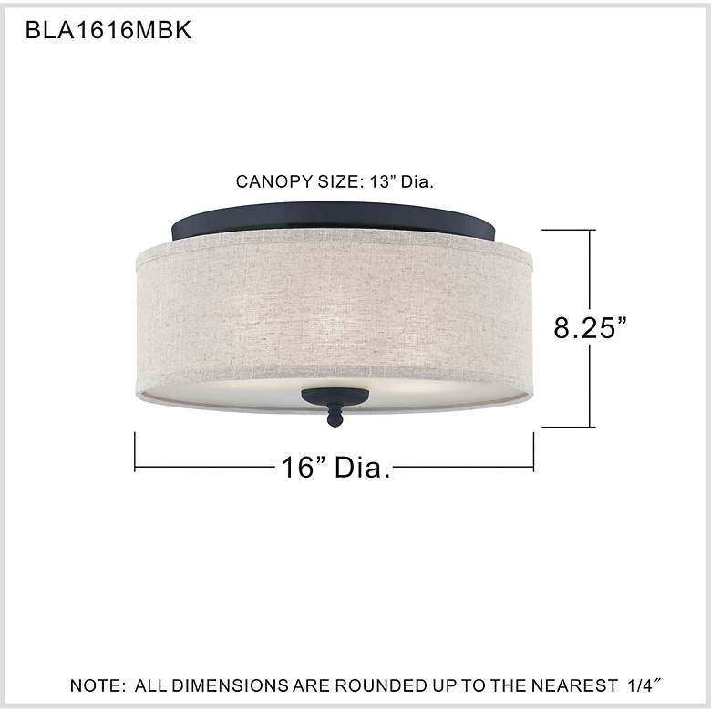 Image 7 Quoizel Blanche 16" Wide Matte Black Drum Ceiling Light more views