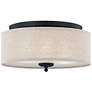 2_Quoizel Blanche 16" Wide Matte Black Linen Fabric Drum Ceiling Light